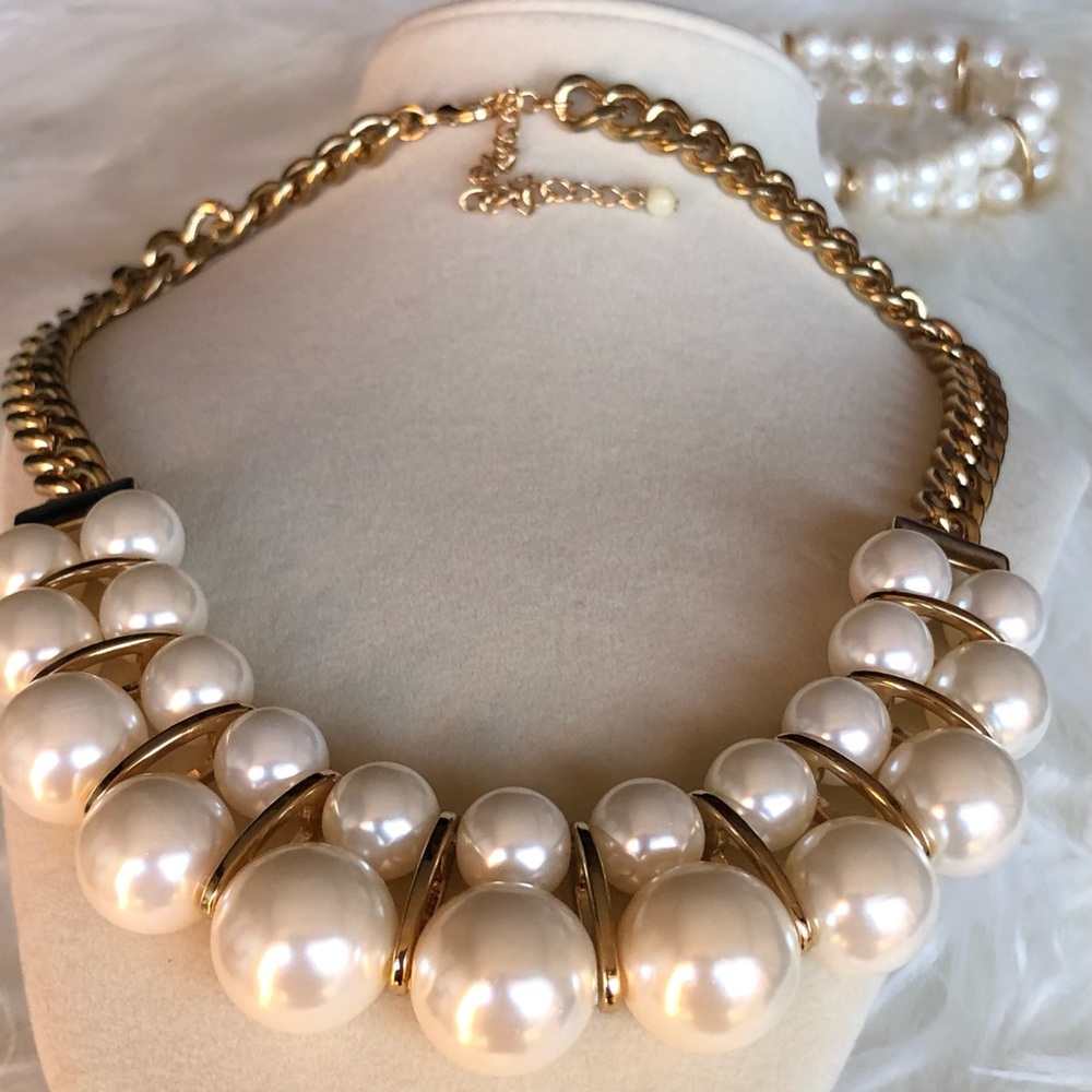 Vintage SHB HEAVY PEARL NECKLACE & bracelet set - Picture 4 of 6
